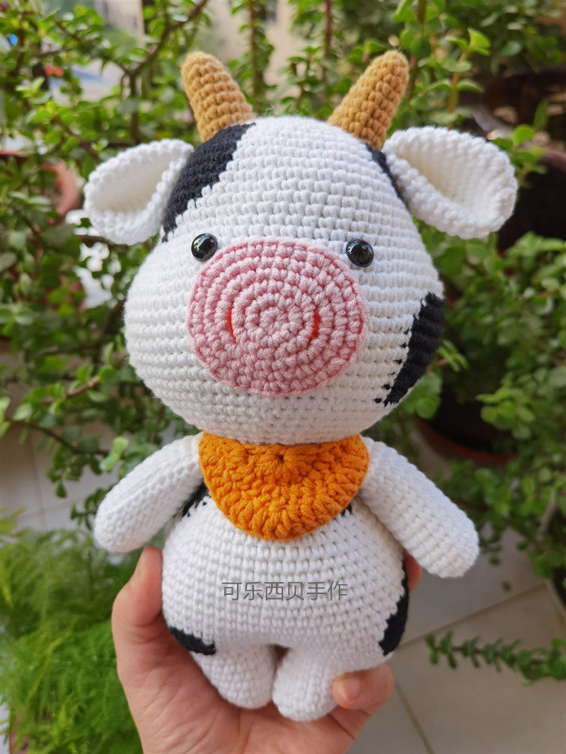 奶牛钩针玩偶材料手工毛线编织diy图解视频创意玩偶