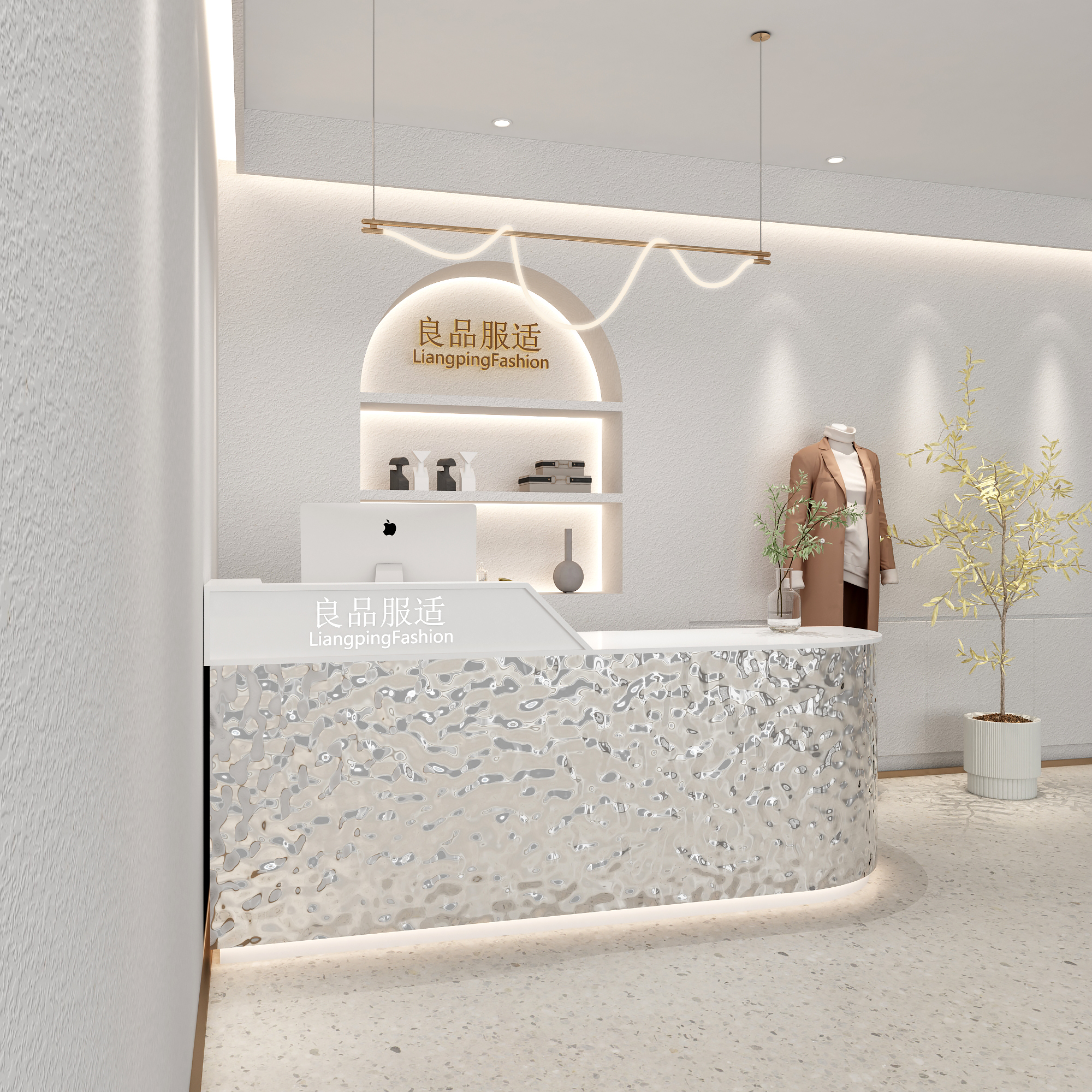 简约现代女装收银台网红美妆奶茶吧台店铺不锈钢收银台