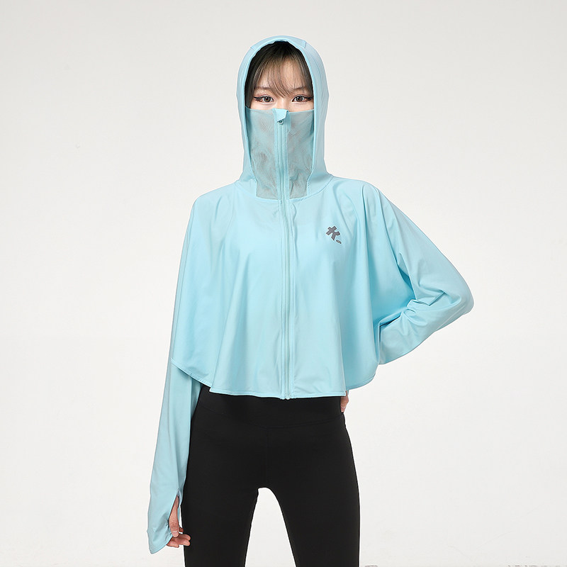 kenmont卡蒙皮肤衣女士连帽防晒服2022夏季新款短款遮阳外套开衫