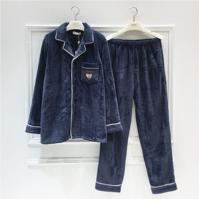 雅巧情侣睡衣冬季女款长袖加厚珊瑚瑚绒休闲睡衣