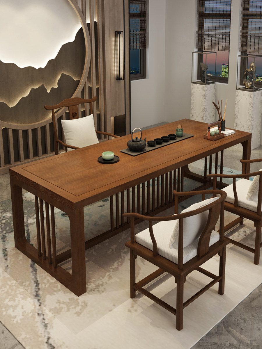 茶桌客厅现代简约茶台简易家用书画实木书法茶几