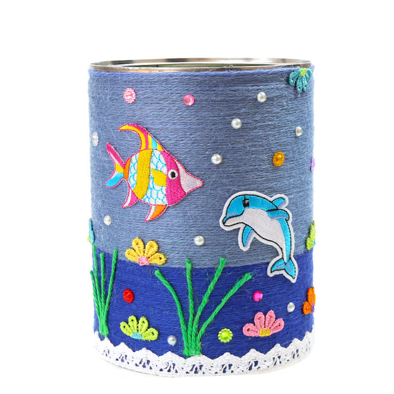 奶粉diy手工材料麻绳瓶子幼儿园废物利用爱国手工制作工具