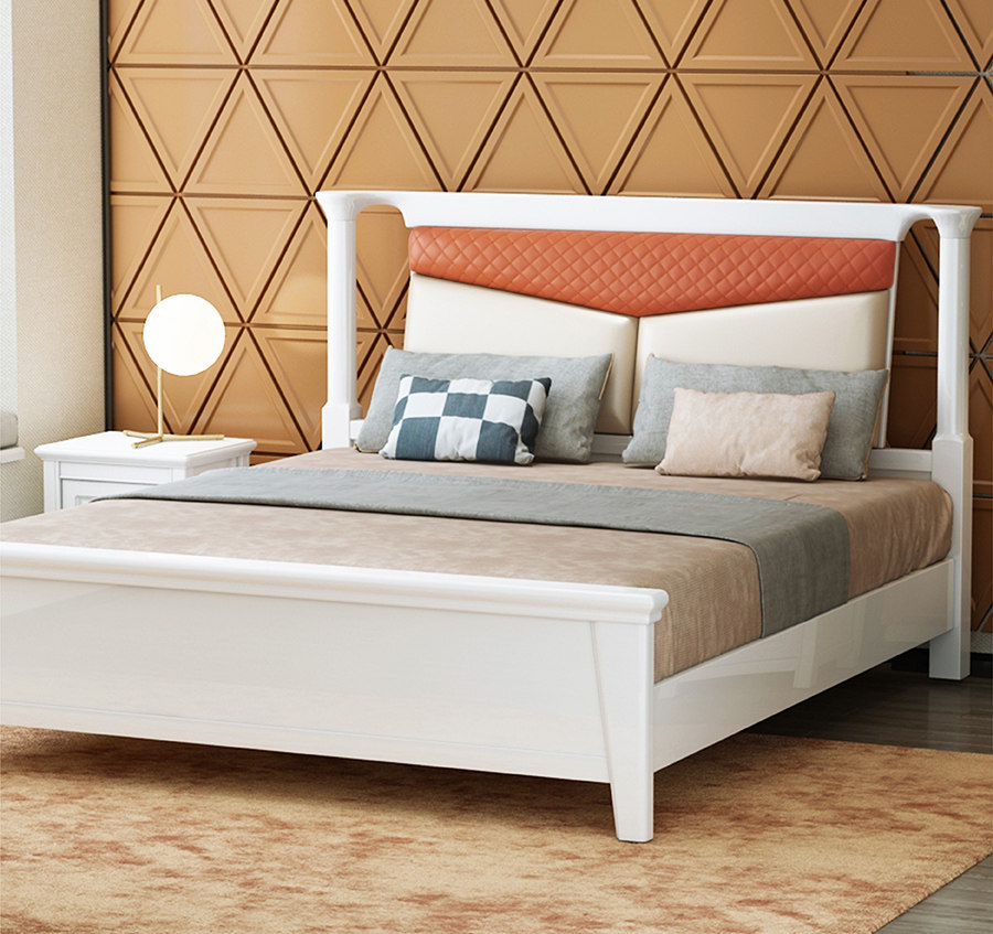 纯全实木双人床现代简约轻奢床北欧家用床架15主卧18米美式大床