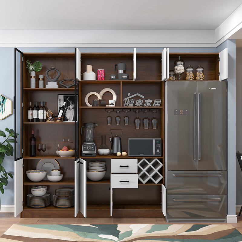 轻奢酒柜现代简约餐边柜客厅靠墙储物柜餐厅高柜冰箱柜家用展示柜