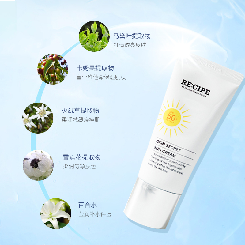 recipe玥之秘水晶防晒多效防晒霜秋冬面部隔离学生二合一正品30ml