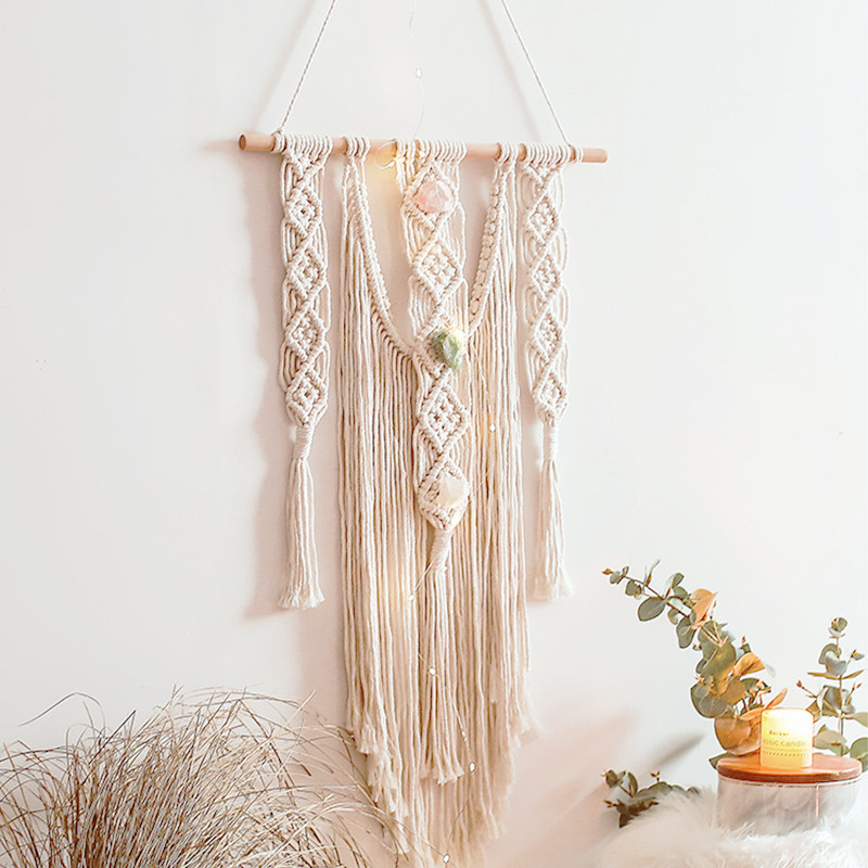 棉绳ins北欧编织流苏挂毯家居壁挂背景墙挂饰挂毯