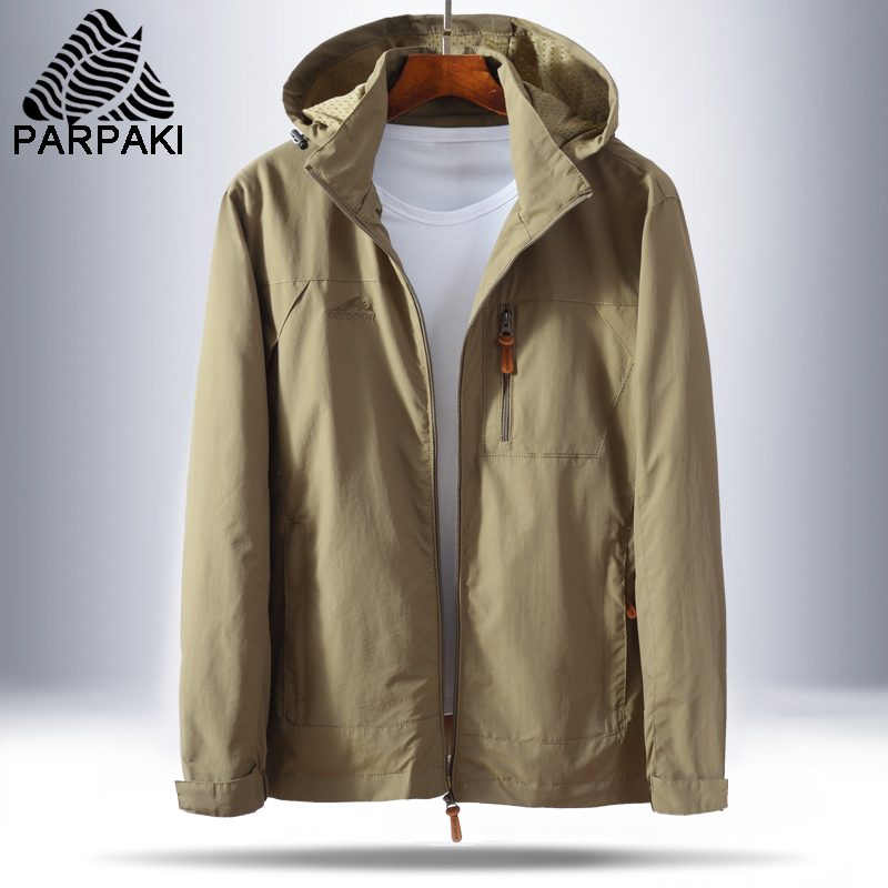 外套男春秋百搭透气纯色休闲男士夹克宽松中年爸爸装运动防水上衣