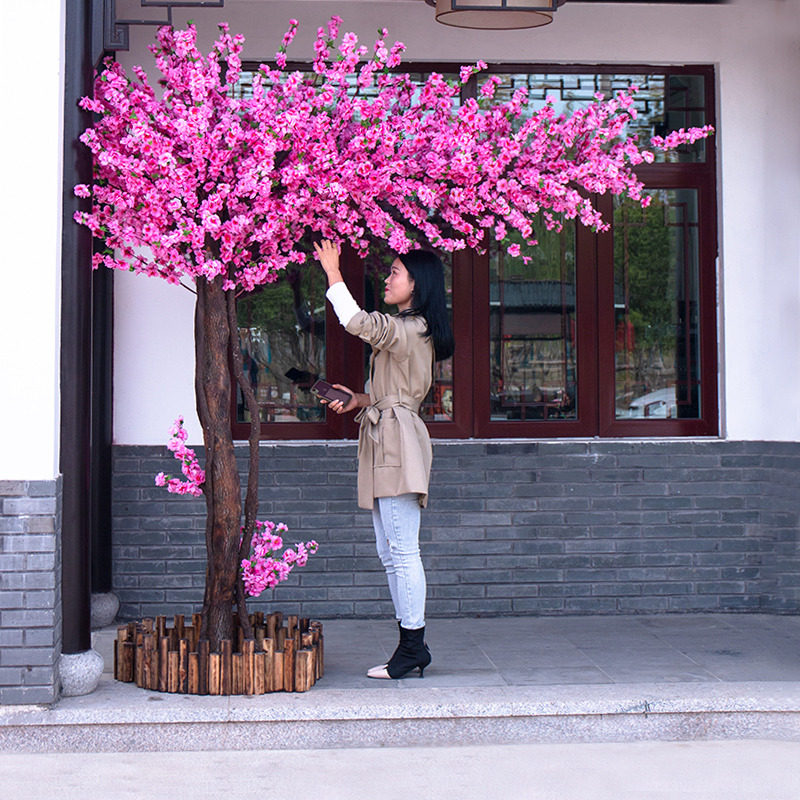 仿真桃花大型假树酒店摆件商场室内装饰室外造景仿真花