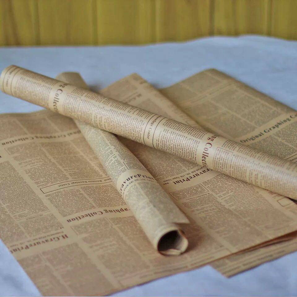 花束干花包装纸复古英文报纸北欧欧风装饰插花花艺包装纸