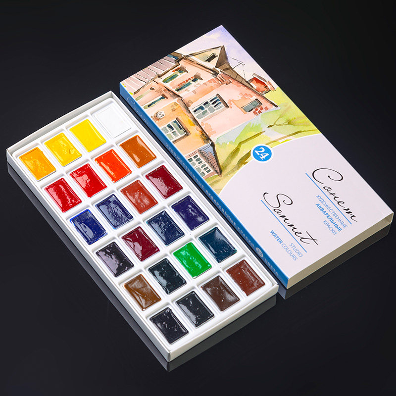 水彩固体颜料俄罗斯内特含送全块大块学院学生水彩颜料