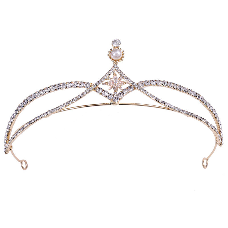儿童皇冠公主女童金色王冠女孩芭蕾舞头饰水晶晶发发饰