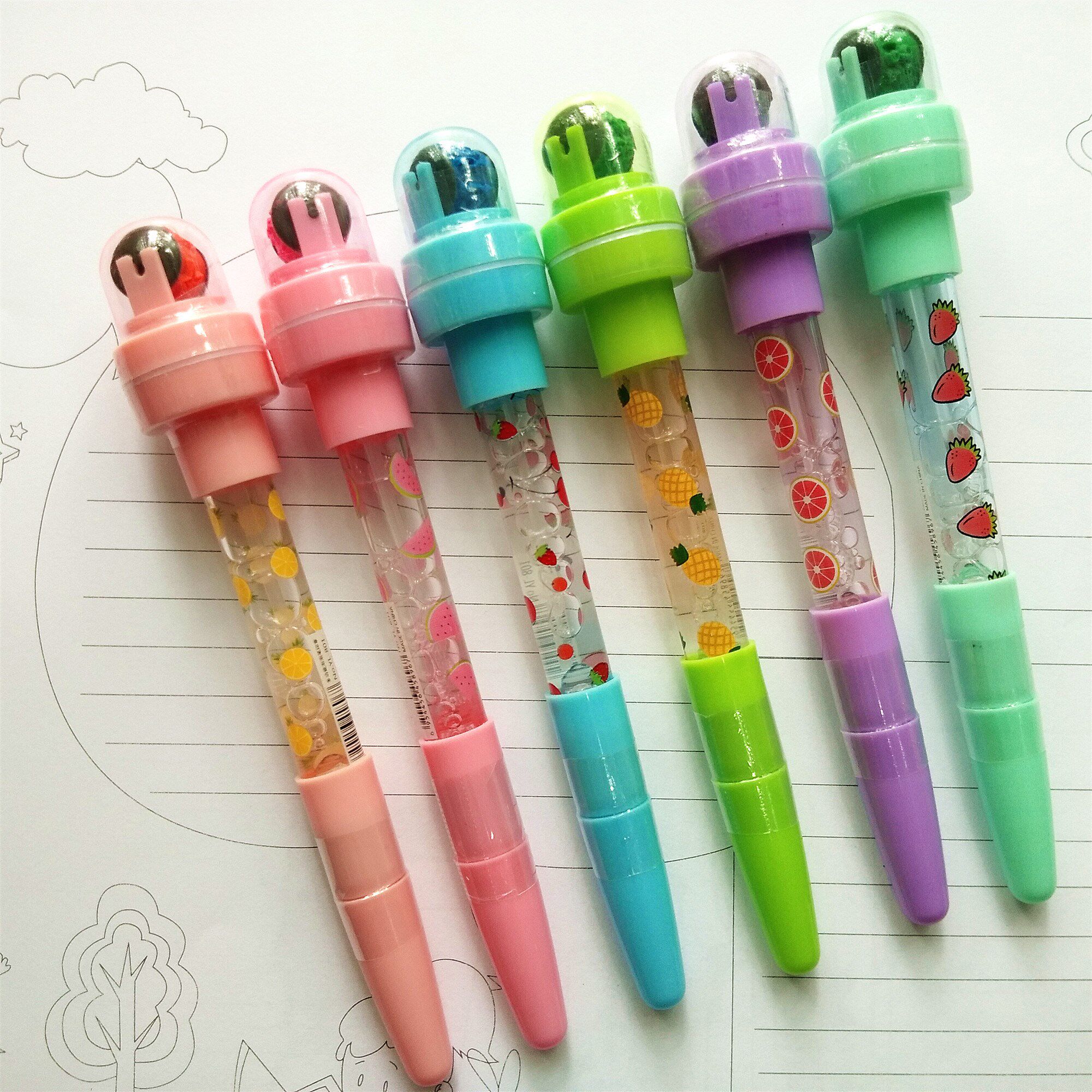 印章泡泡卡通可爱五合合一多功能灯光吹泡网红圆珠笔