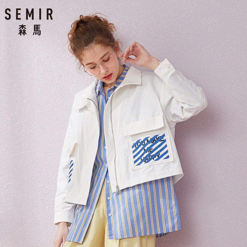 森马纯棉夹克2019春季新款bf风潮潮流印花短外套