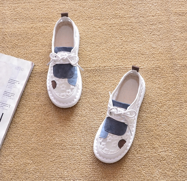 2022年新款夏季平跟单鞋豆豆鞋平底小白鞋网鞋洞洞懒人鞋乐福鞋女