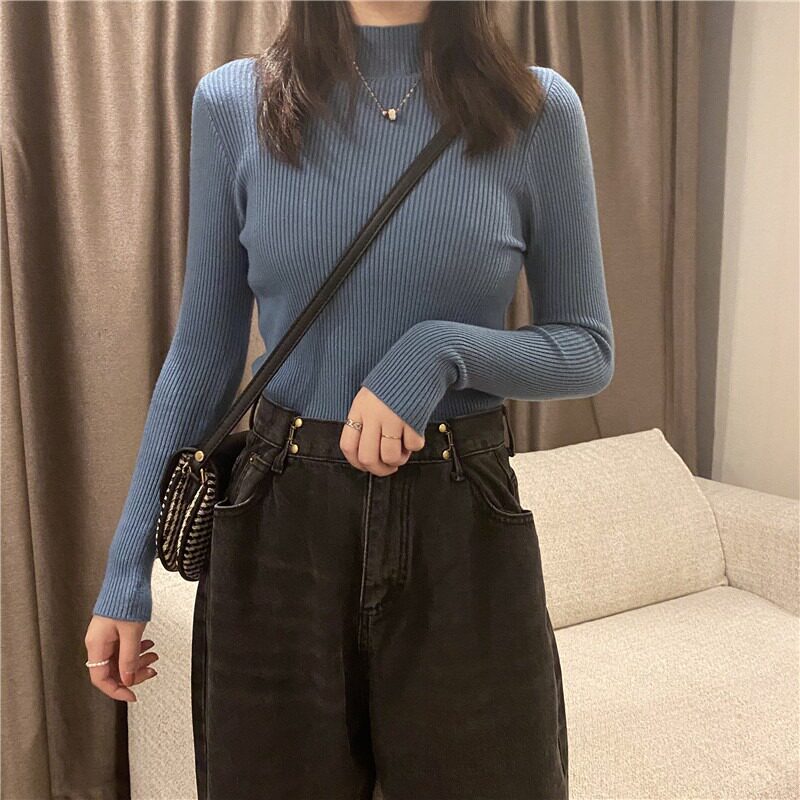 半高领内搭打底衫女秋冬季2020年新款针织衫百搭爆款网红毛衣洋气