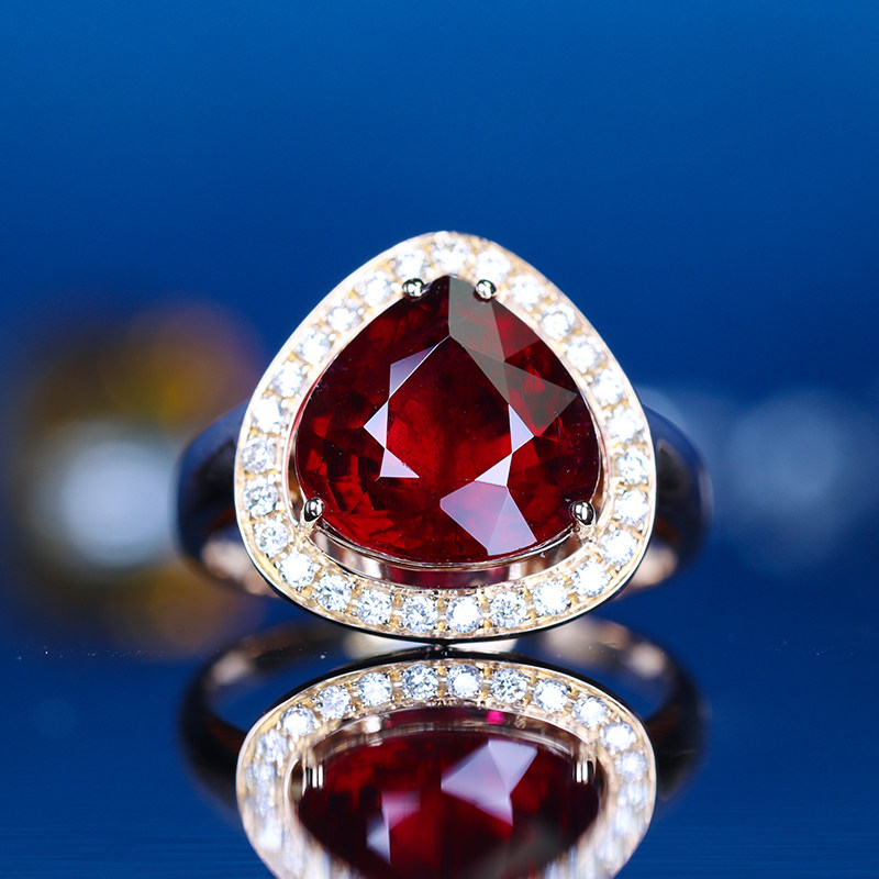 娜琴珠宝高端时尚精品天然碧玺戒指43ct18k手饰