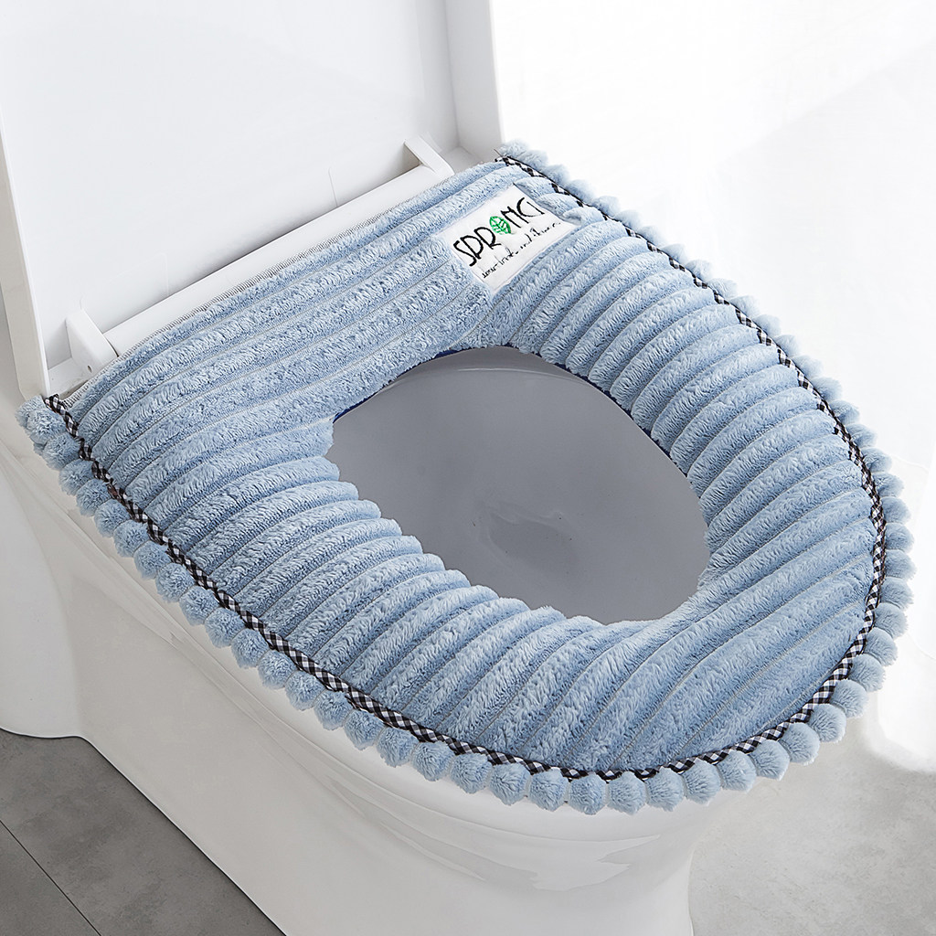 马桶2个垫坐垫子加厚保暖厕所家用拉链链式马桶套