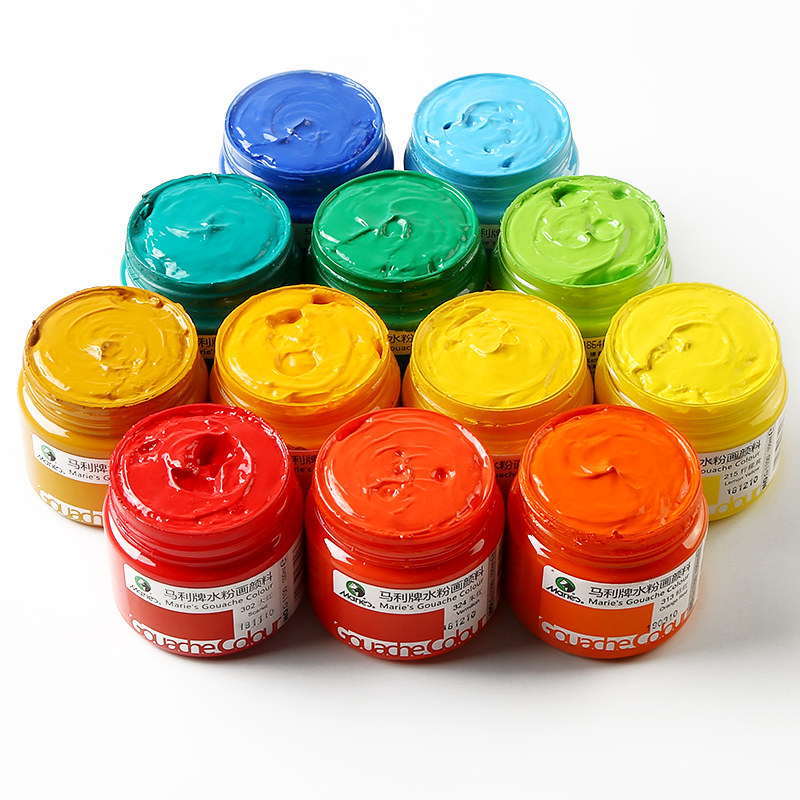马利牌水粉画颜料套装初学者美术儿童学生专用大瓶罐装100ml单瓶白色