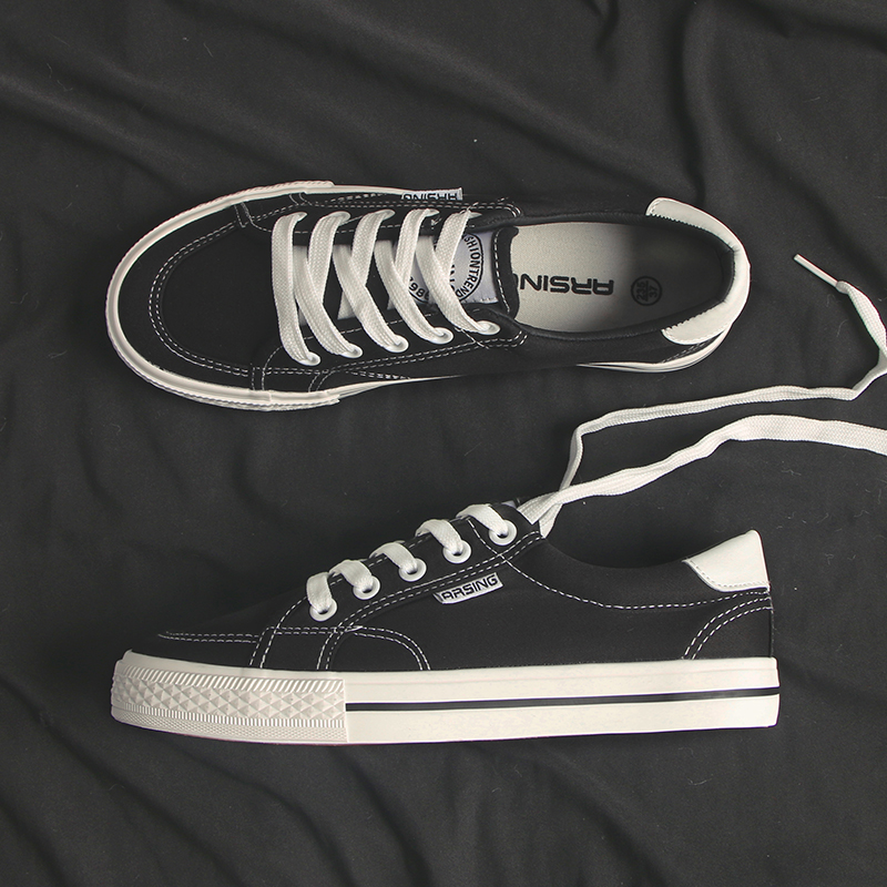 2022夏季新款低帮帆布潮鞋韩版潮流男鞋百搭休闲运动板鞋黑色布鞋