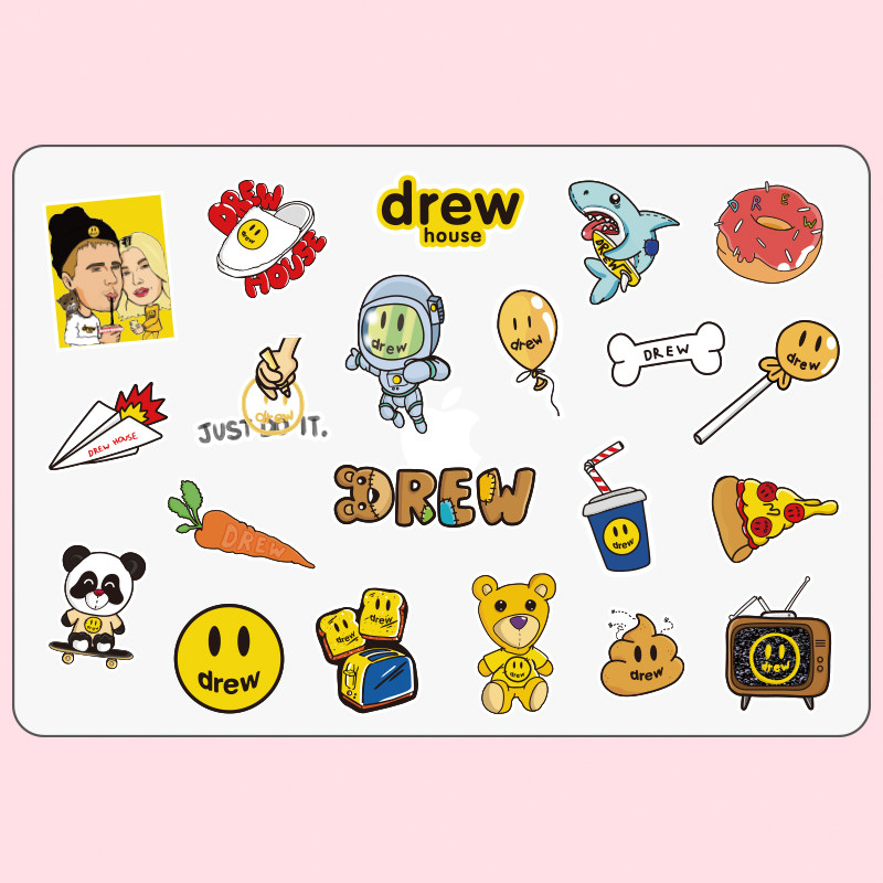 drewhouse头盔贴纸潮流插画德鲁之家个性滑板板手笔记本个性小贴纸