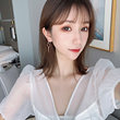 South Korea S925 sterling silver wavy ear -load female super immortal temperament face thin long tassel earrings 2022 new net red South Korea S925 sterling silver wavy ear -load female super immortal temperament face thin long tassel earrings 2022 new net red