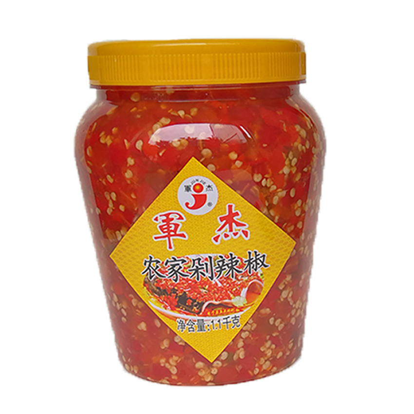 军杰农家剁辣椒鱼头剁椒王拌面酱下饭菜剁辣酱湖南特产超值1100g