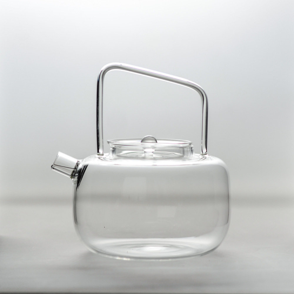 高硼加厚日式耐热玻璃煮茶壶电陶炉煮水壶透明水晶斜提梁烧水壶