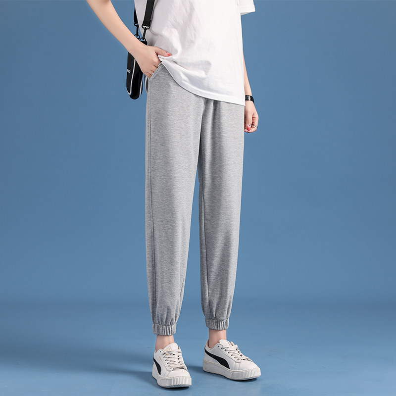 冰丝运动裤女夏季薄款宽松束脚休闲卫裤ins休闲裤