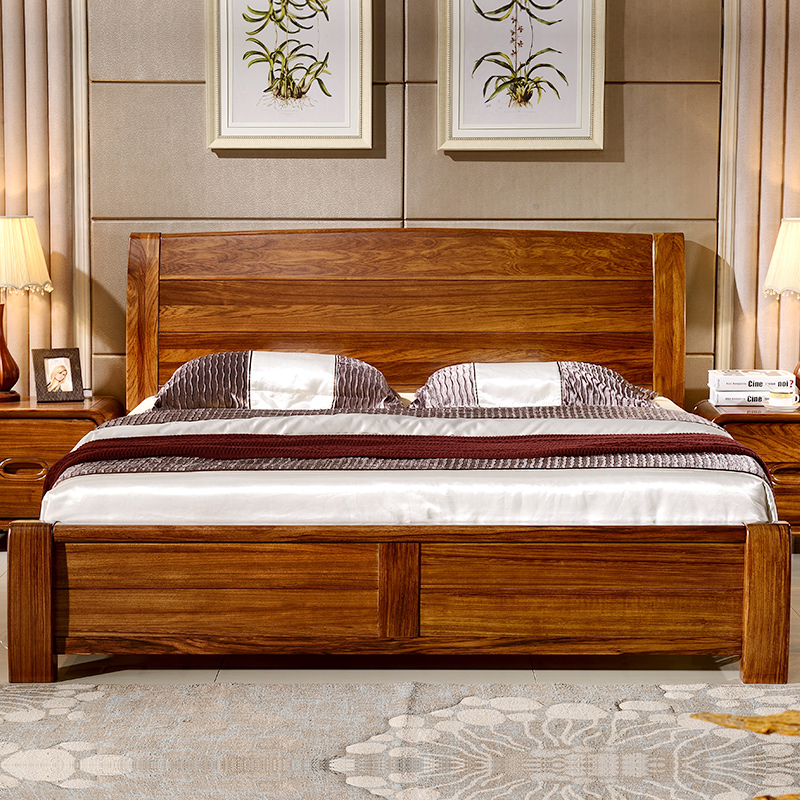 实木乌金金木木床现代简约卧室家具婚床双人床18米实木床