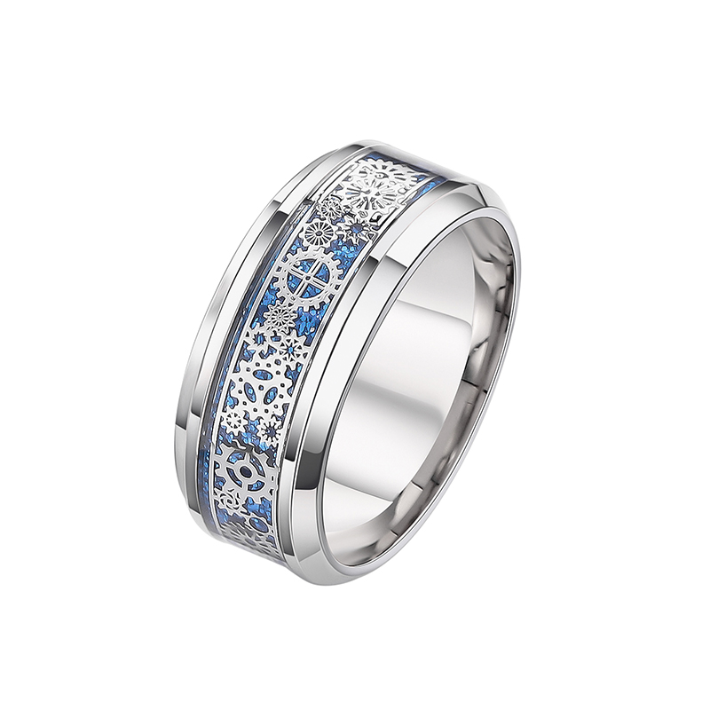 官方正品戒指蓝色纤维器械齿轮钨金戒指男士指环轻奢设计ins潮牌