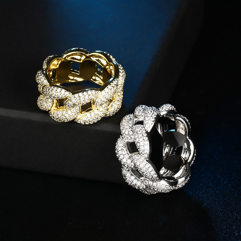 官方白金男女戒指古巴镶满银色张哲瀚ringcuban戒指