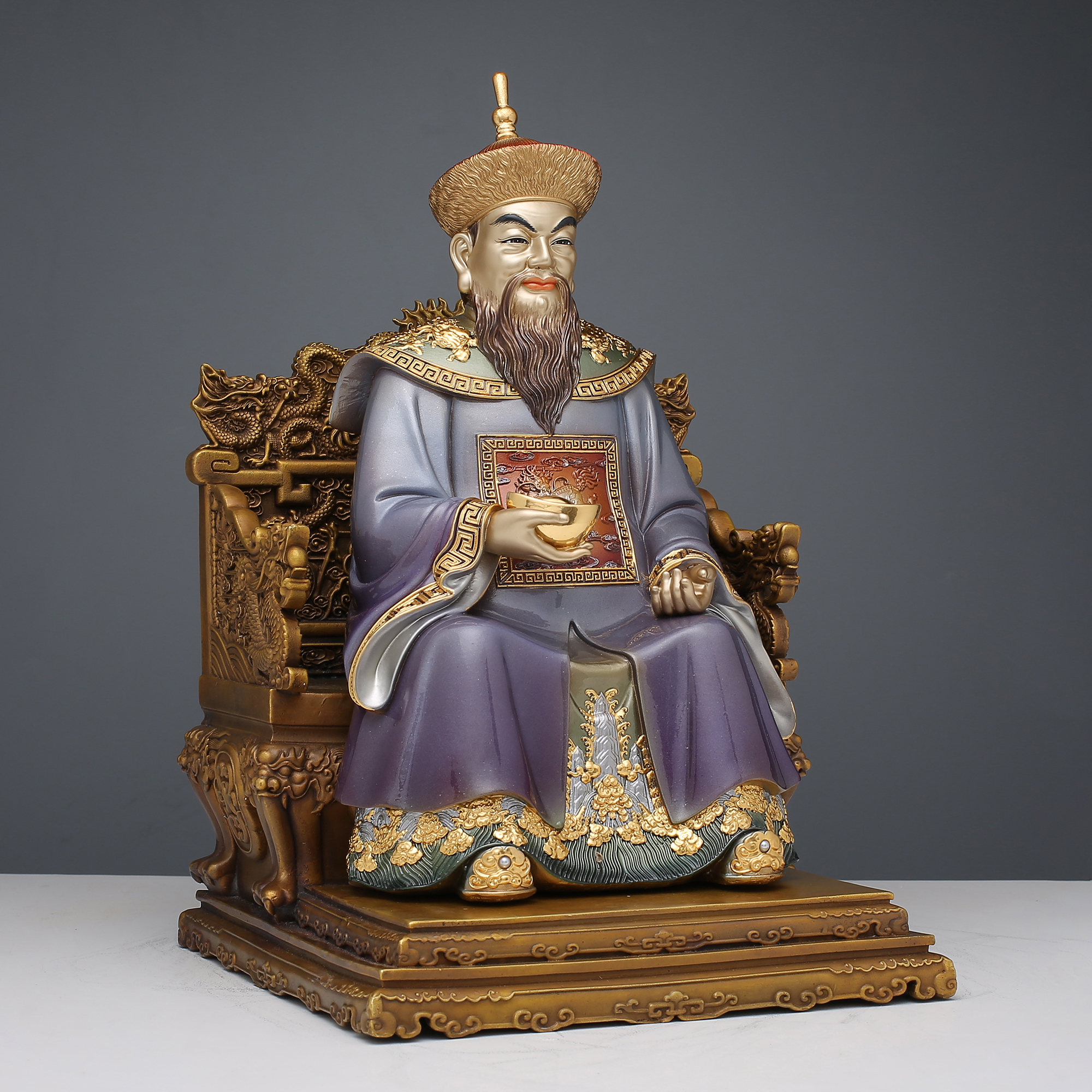 台湾纯铜锦雕胡三黄三太太爷太奶神像家居装饰供奉摆件