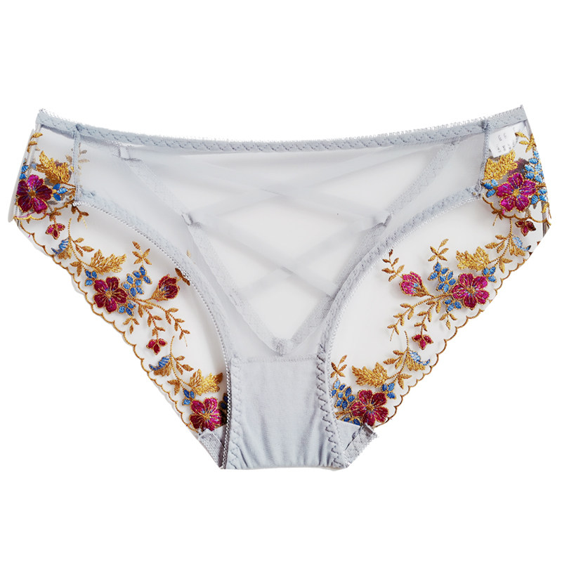 薄款透明内裤性感全透视女士低腰三角裤韩版公主裤裆100%纯棉雪纺