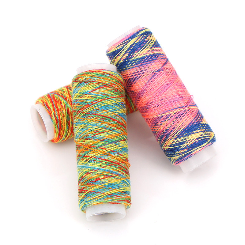 细线七彩缝纫彩虹线渐变线缝纫机多色服装辅料手工线