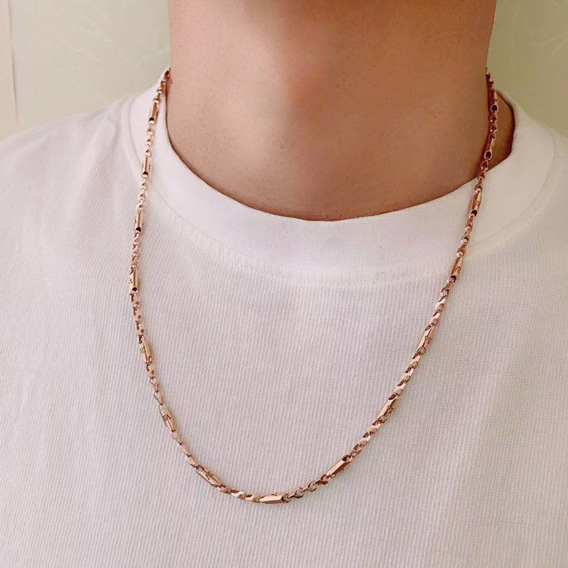 金彩金大气厚实彩金玫瑰诗芙洛14k男纯项链紫金颈饰