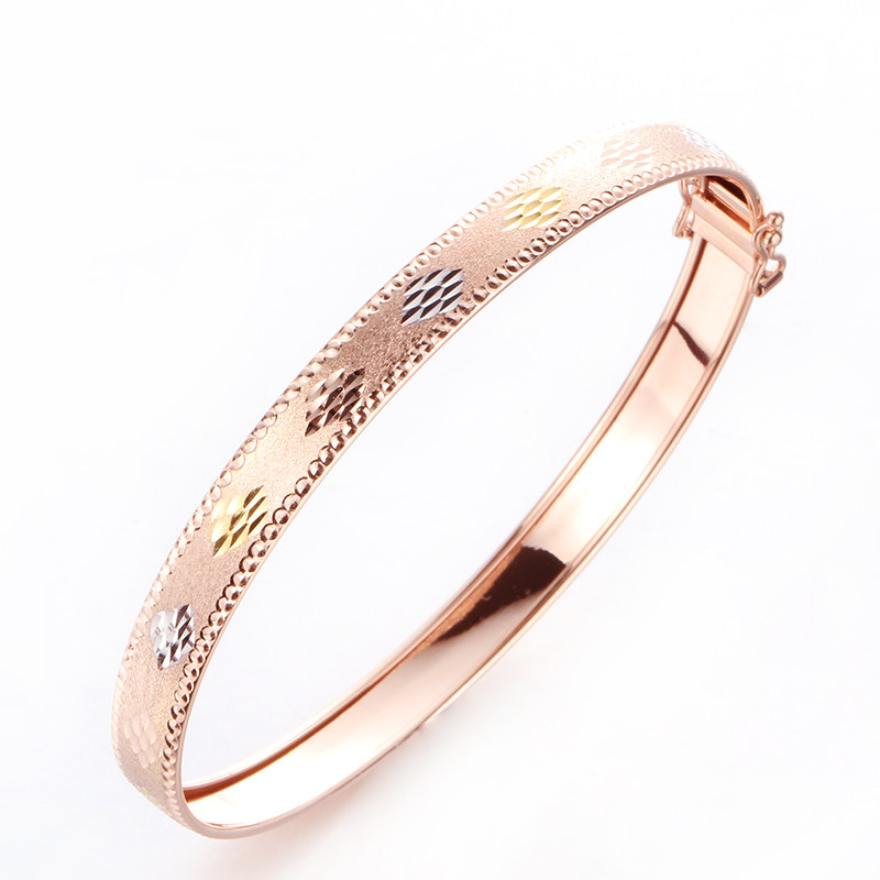 诗芙洛正品14k俄罗斯au585紫金手镯女彩金玫瑰金三手饰