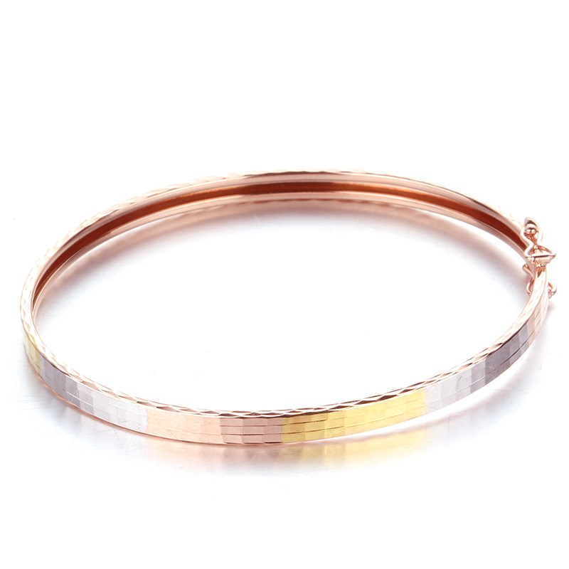 欧诗芙洛正品纯14k金俄罗斯585紫金手镯女彩金玫瑰金三彩手镯精品