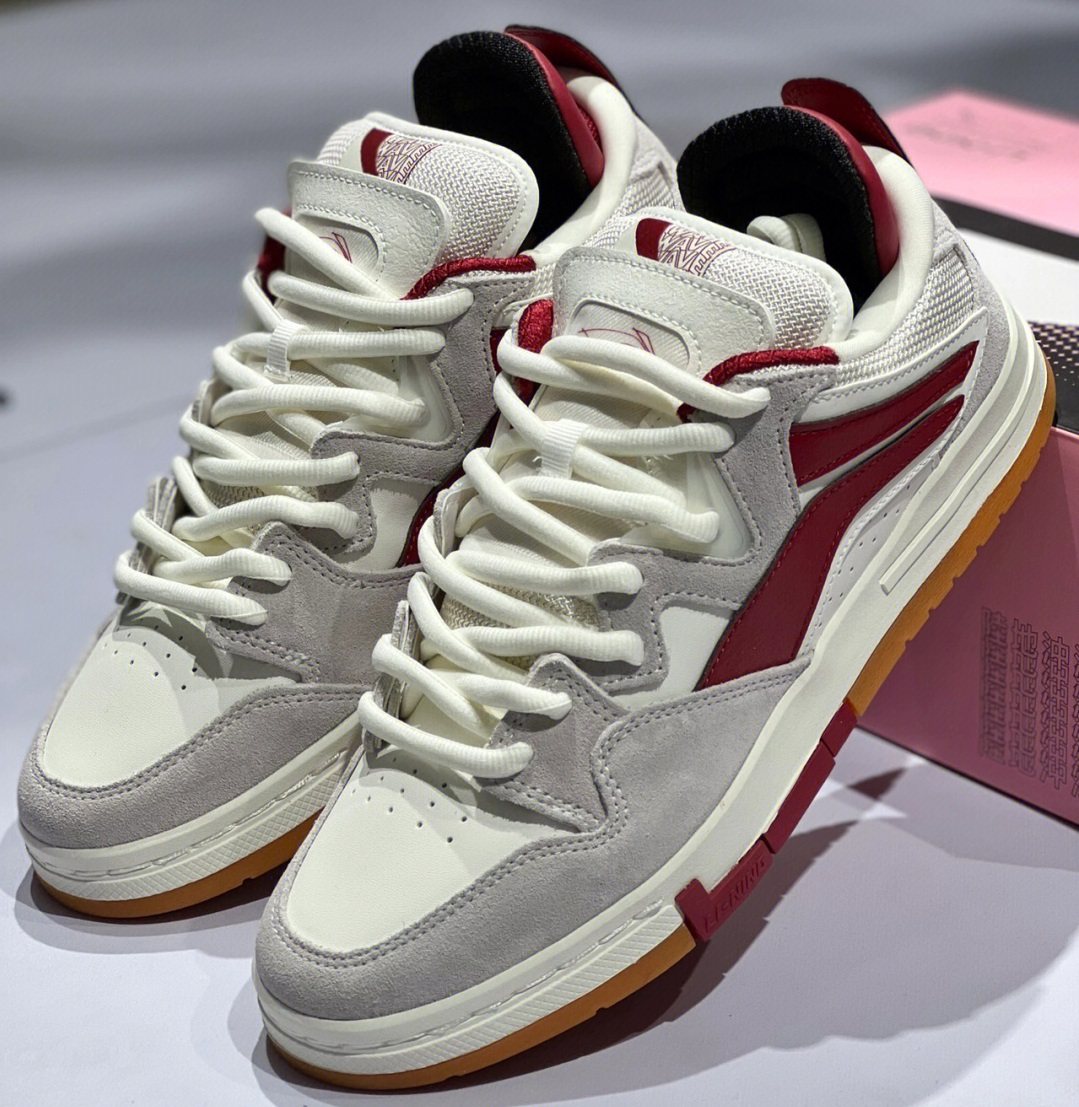 李宁惟吾pro休闲鞋春季鞋子女鞋红白机男鞋白生胶运动休闲鞋