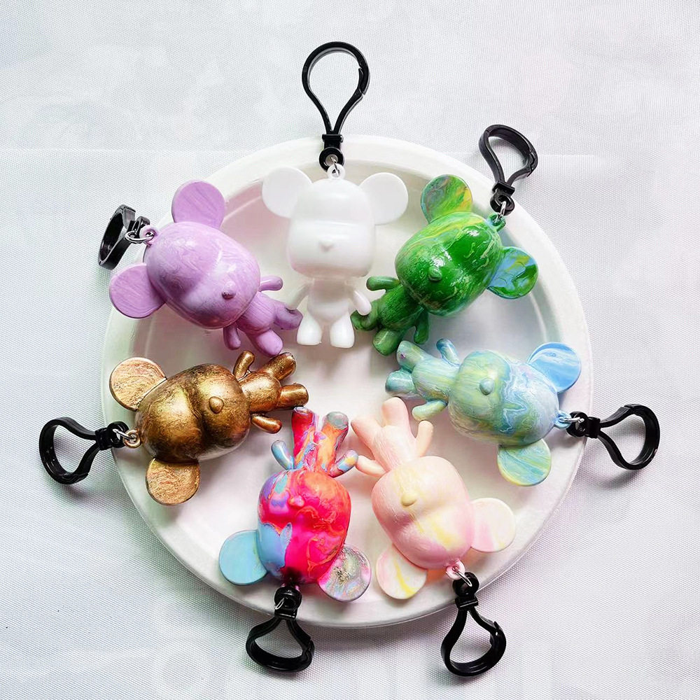 包手工挂饰白胚迷你自制手工流体材料暴力熊挂件钥匙扣