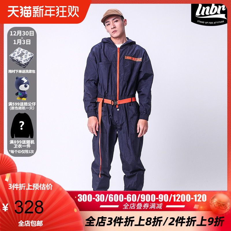 LIGHTNING BEARLNBR 新款工装休闲街头宽松印花多口袋连体裤