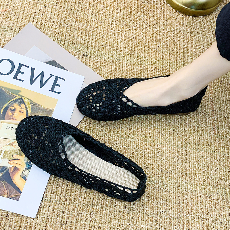 2022春季单鞋网鞋网面老北京布鞋孕妇浅口软底豆豆鞋平底女鞋新款