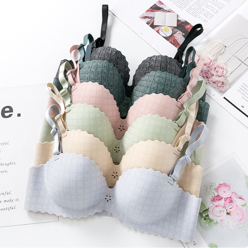 碎花片式文胸钢圈学生日系聚拢胸罩一片少女文胸