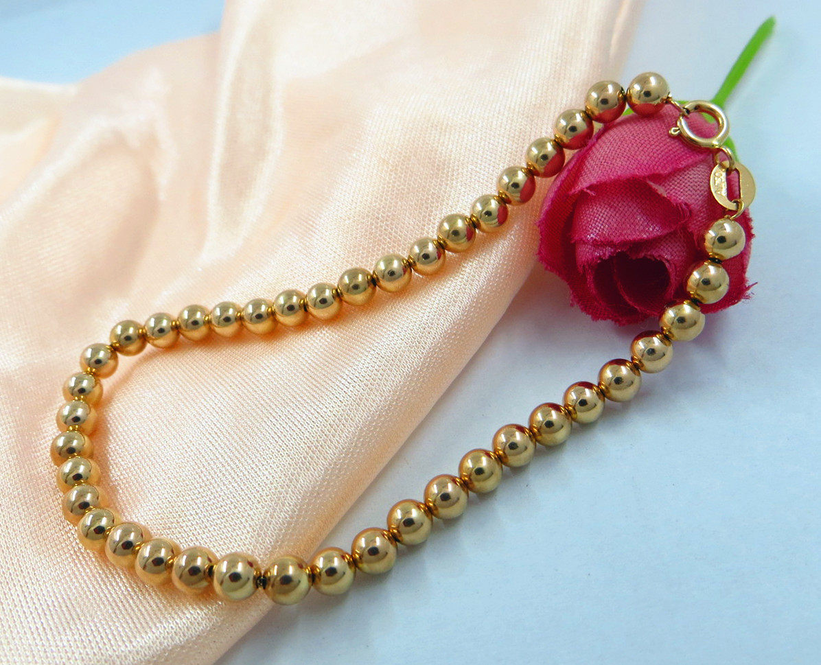 正品手链圆光金球小金女款金手环手饰au75018k手饰