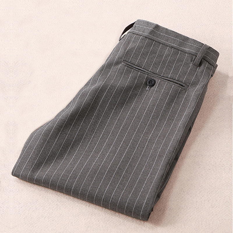 2022秋冬季修身竖条纹西装裤长裤小西裤加绒加厚商务休闲裤男裤子