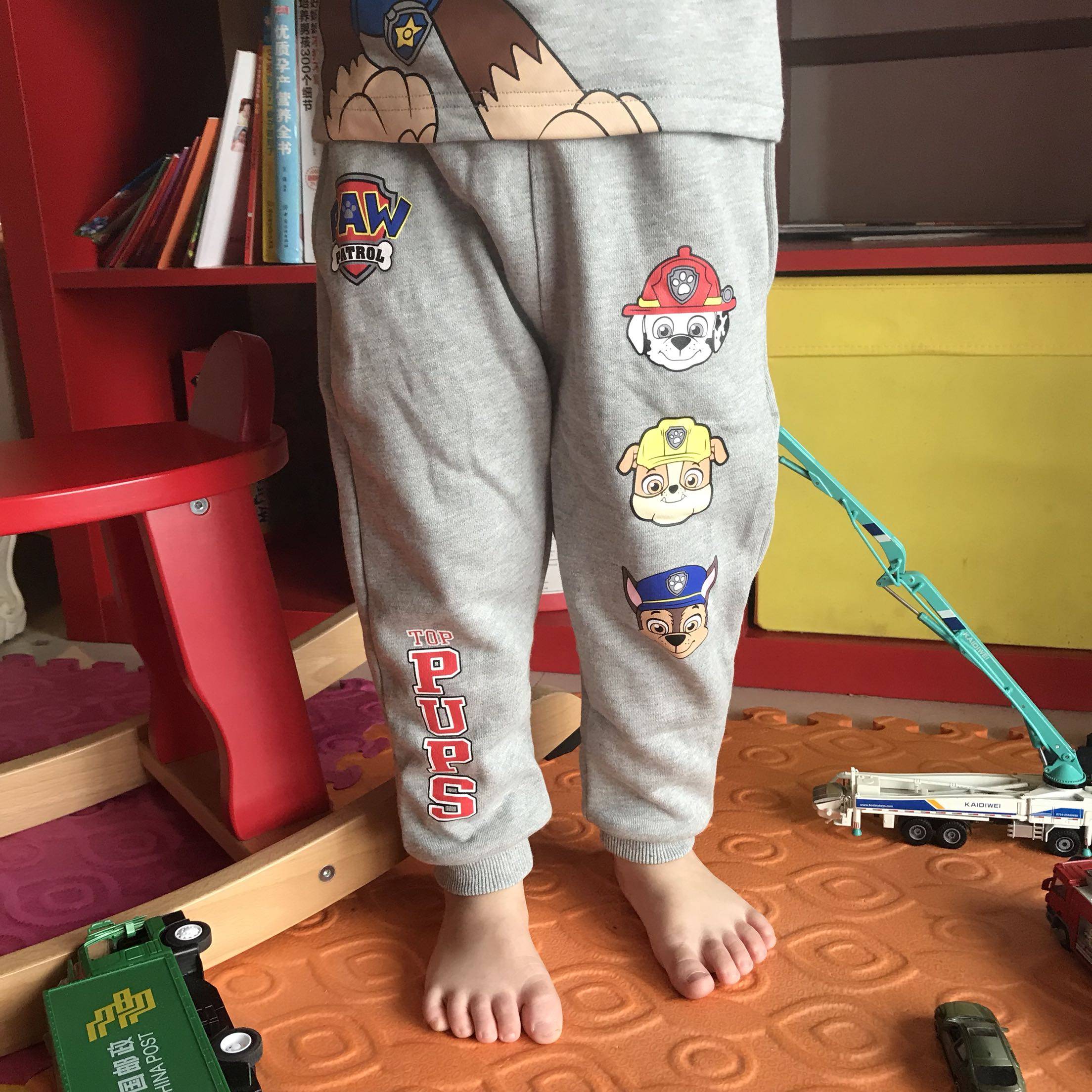 秋冬新品外贸童装卡通狗狗图案长裤纯棉棉毛裤子