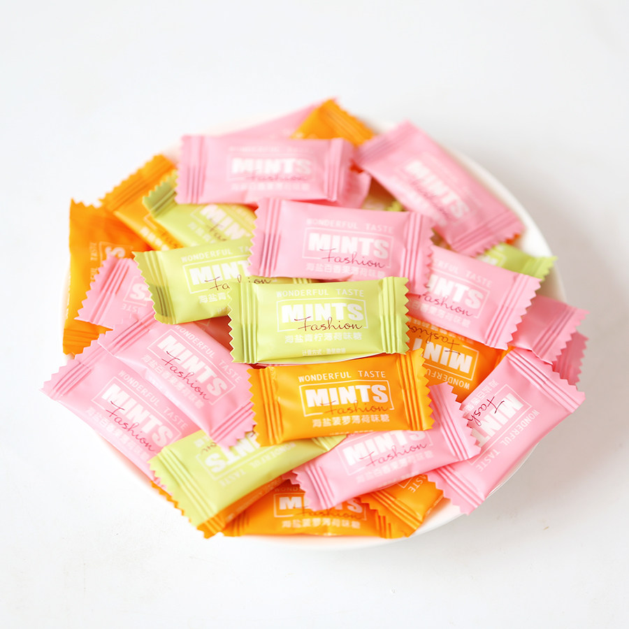 伊妙海盐薄荷清凉老式散装小粒小包包装含片糖果