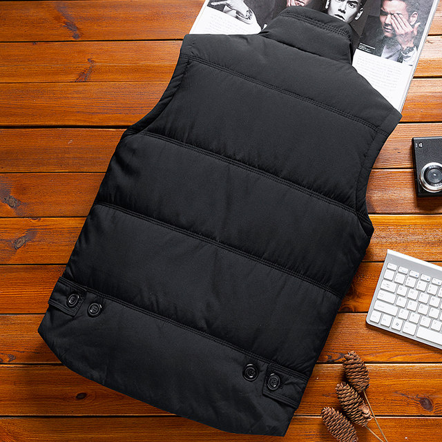 Men's winter thickened sleeveless waistcoat waistcoat vest Korean version of the trend of handsome warm down cotton jacket men Men's winter thickened sleeveless waistcoat waistcoat vest Korean version of the trend of handsome warm down cotton jacket men