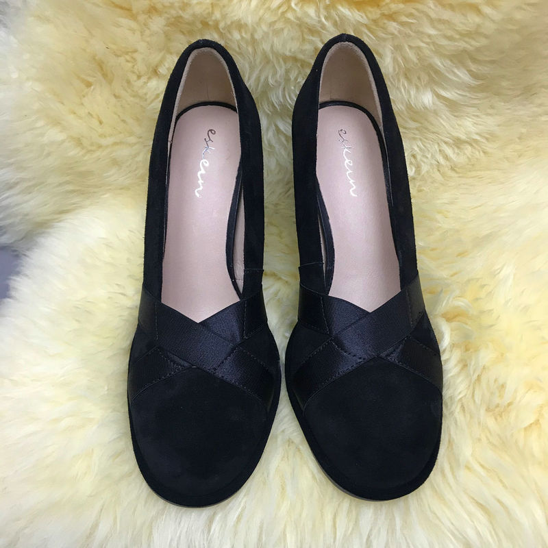 ESKEIN欧货2022春款鞋奶奶鞋女粗跟高跟鞋配裙子搭配旗袍的鞋子夏