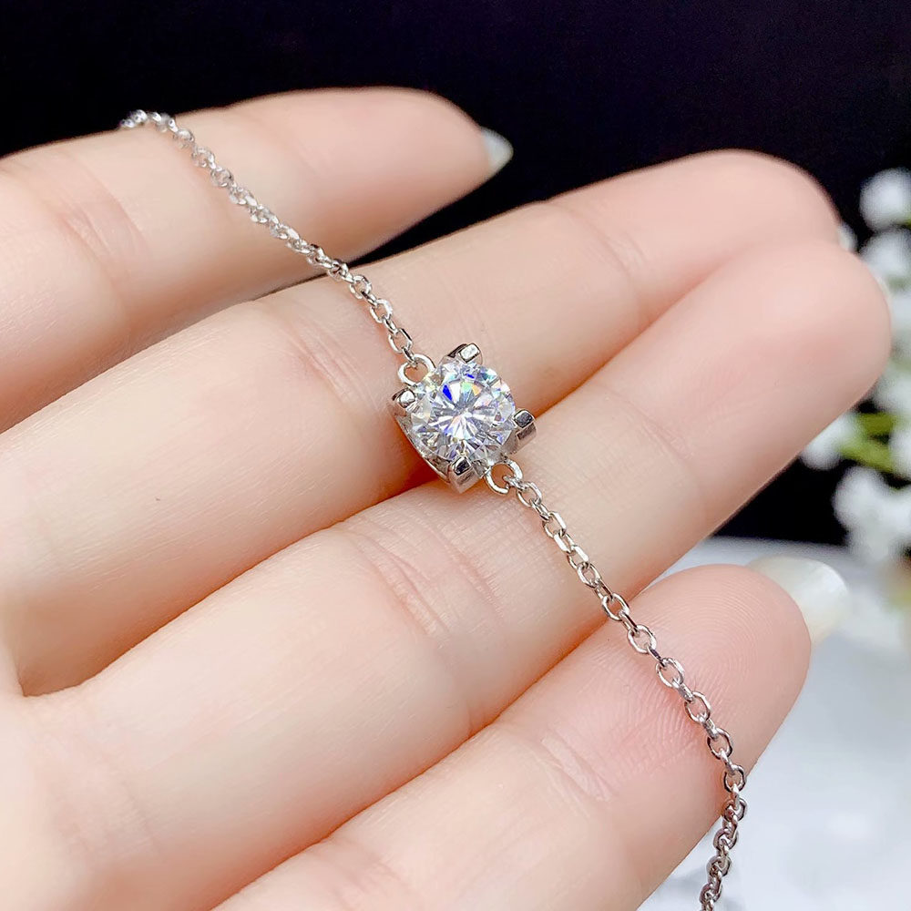 牛头手链空托镶嵌空拖莫桑钻石50分1克拉银托手链