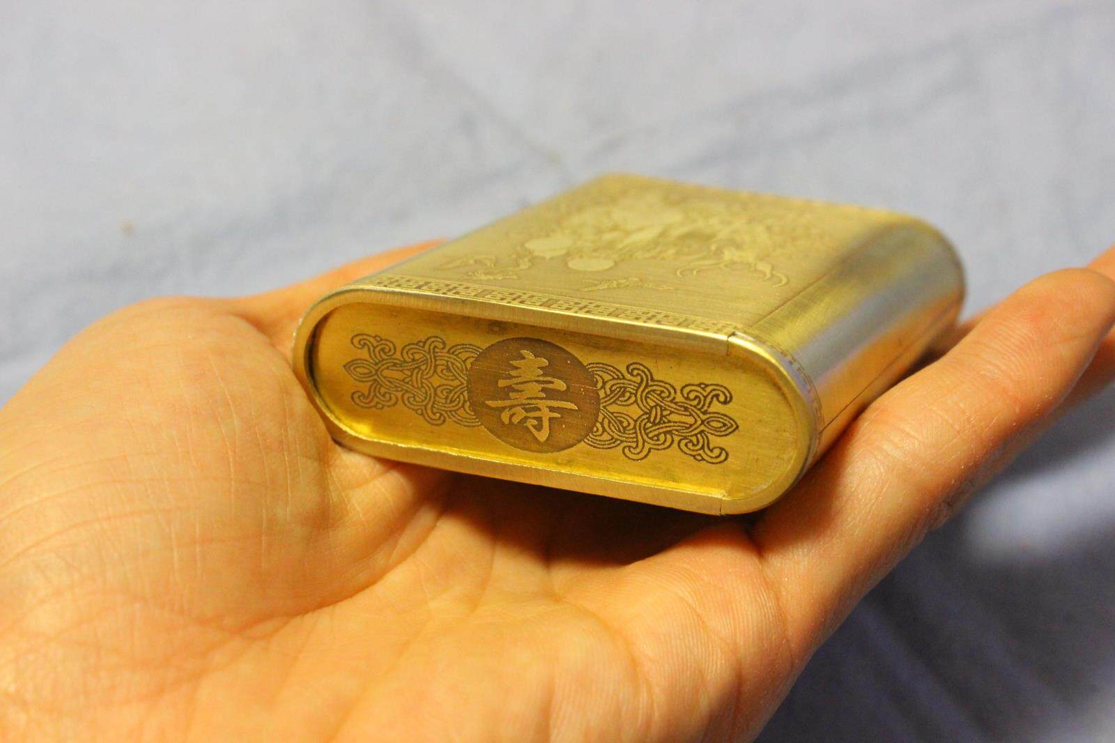 新款高档手工 纯铜烟丝盒 便携旱烟盒烟丝罐 滑盖加厚寿星送父亲